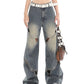 Deconstructed Faded Baggy Boyfriend Jeans