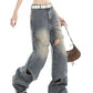 Deconstructed Faded Baggy Boyfriend Jeans