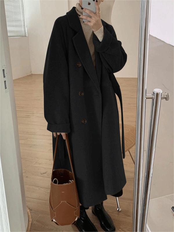 Classic long coat with lapel collar