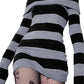 Strapless long-sleeved knitted mini dress with stripes