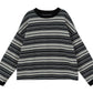 Vintage round neck oversize sweater with stripes