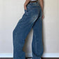 Vintage blue boyfriend jeans with a washed look