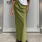 Classic Solid Color Satin Maxi Skirt