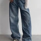 Hip Hop Boyfriend Baggy Jeans with Foldable Waistband