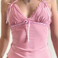 Pink Cute Lace Cami Top with Bows 