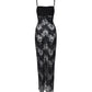 Black Lace Backless Lace Up Slim Maxi Dress