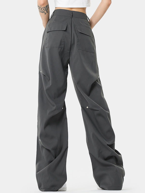 Grey Y2K Loose Fit Cargo Pants