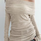 Apricot Vintage Strapless Slim Long Sleeve Knitted Sweater