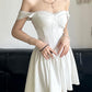 White French A-Line Corset Dress with Lace