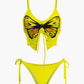 Y2K Butterfly Pattern Lace Up Bikini Set