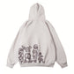 Oversized hoodie with hood and graffiti print