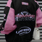 Vintage Black Pink Raglan Moto Jacket with Printed Slogan