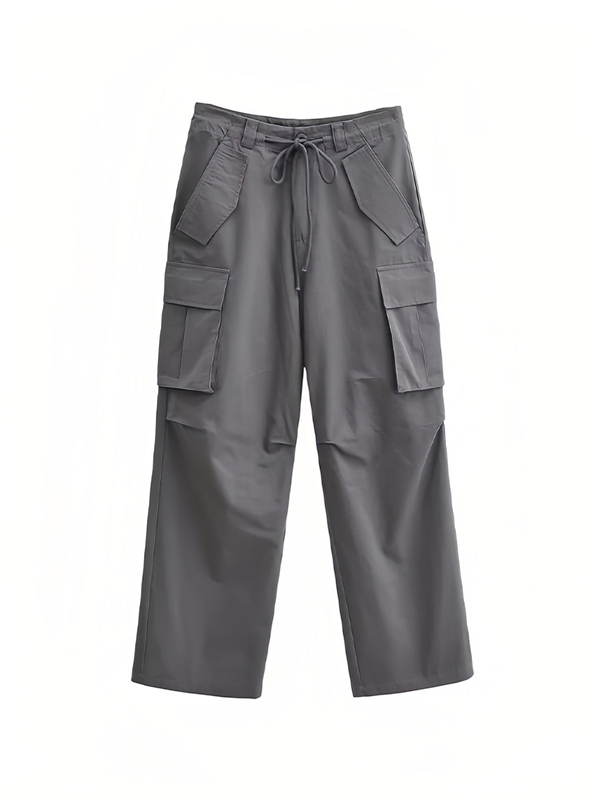 Hip hop cargo pants with multiple pockets and drawstring