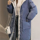 Classic contrast longline quilted jacket with hood 