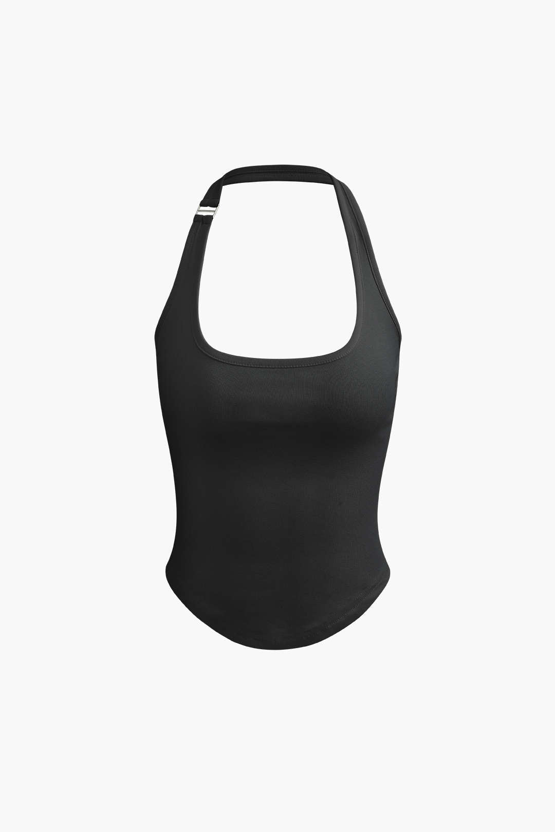 Halter Tank Top with Curved Hem