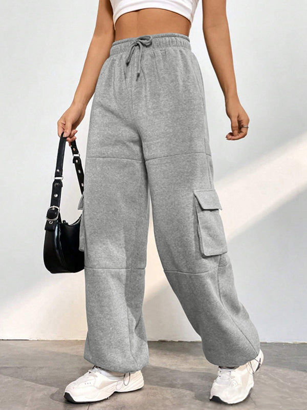 Grey vintage sweatpants with flap pockets