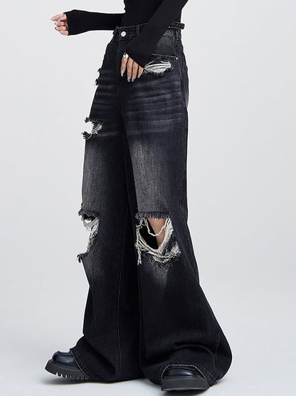 Vintage Baggy Hohe Taille Jeans mit Ripped-Design