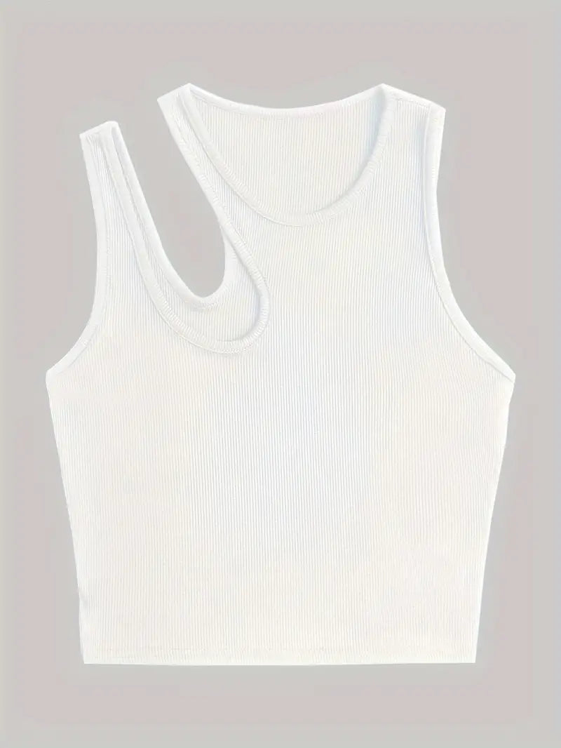 Basic Asymmetric Crop Tank Top 