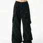 Black vintage corduroy cargo pants with multiple pockets