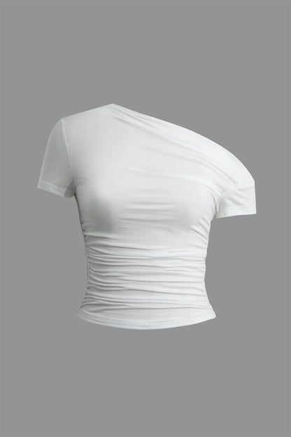 Asymmetric ruffle t-shirt