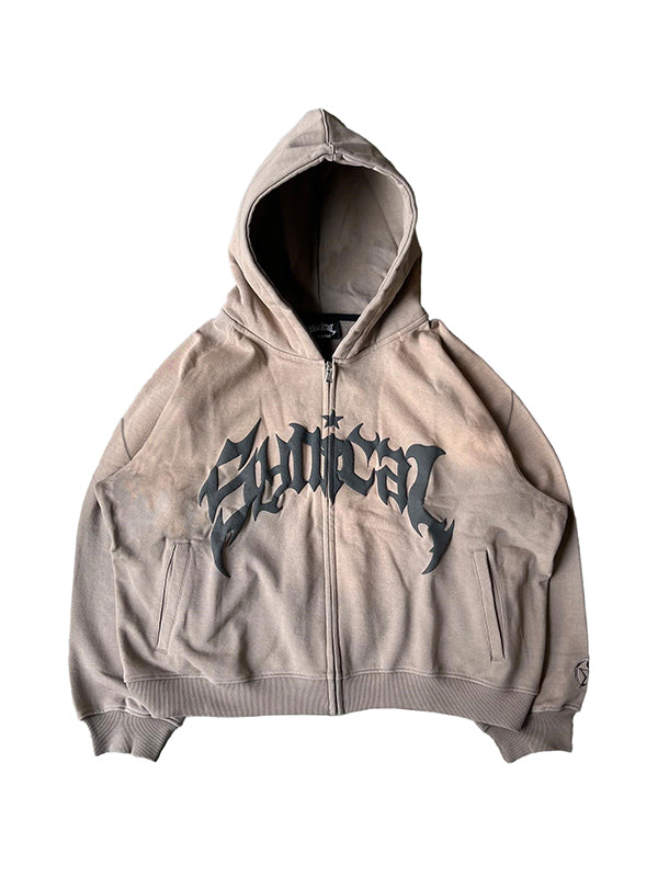 Punk Gothic oversize hoodie with wash effect and letter print