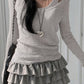 Grey Vintage Rib Two Piece Long Sleeve Knit Top