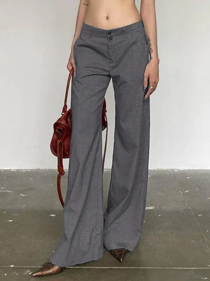 Grey Vintage Versatile Low Rise Tailor Pants