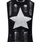 Black Y2K Knitted Hollow Star Tank Top 