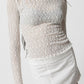 White Transparent Lace Mesh Slim Long Sleeve T-Shirt