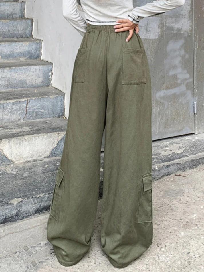 Vintage baggy cargo pants with drawstring and large pockets