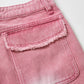 Pink Y2K Multi Pocket Ripped Cargo Jeans with Faded Effect