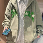 Multicolored oversized vintage hoodie with flocked star print for men