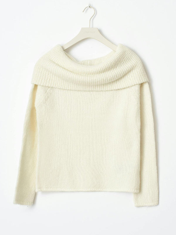 Y2K Einfarbiger Off Shoulder Oversized Pullover