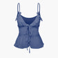 JY Solid Color Y2K Tie Front Sheer Ruffle Cami Top / Solid Color Y2K Tie Front Sheer Ruffle Cami Top 