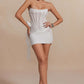 Classic solid color mini dress with 3D floral ruffle and corset 