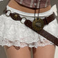 White Vintage Versatile A Line Low Waist Mini Skirt