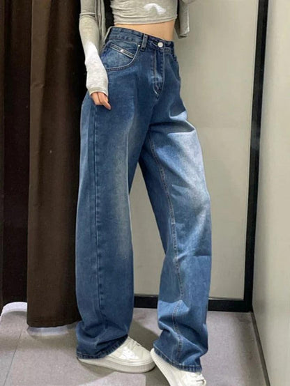 Hip Hop Washed High Waist Boyfriend Jeans