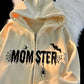 Vintage Multicolor Street Spider Embroidered Devil Style Oversized Hoodie 