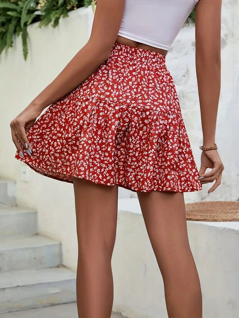 Vintage Floral High Waist Mini Skirt