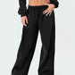 Black classic loose fit jogging pants with drawstring