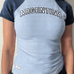 Blue vintage raglan short sleeve crop top with letter design