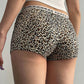 Punk Low Rise Leopard Print Shorts with Lace Trim