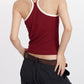 Red Retro Splicing Plain Back Tank Top