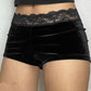 Schwarze Vintage Lace Trim Shorts