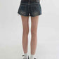 Dark low waist denim shorts with belt