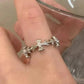 Silver Vintage 2 Pieces Shiny Cross Moon Star Pattern Cuff Ring