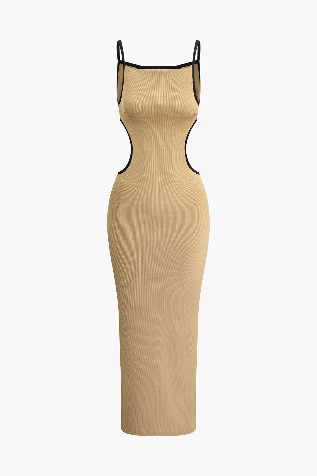 Khaki Cut Out Backless Maxi Dress