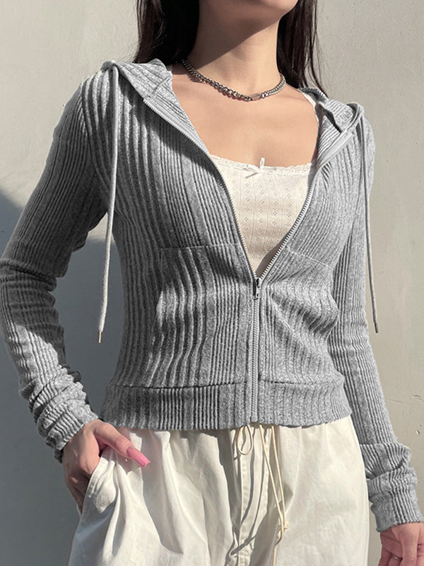 Classic Gray Hoodie in Korean Short Design 