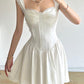 White French A-Line Corset Dress with Lace