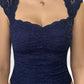 Vintage Dark Blue Lace Short Sleeve Top